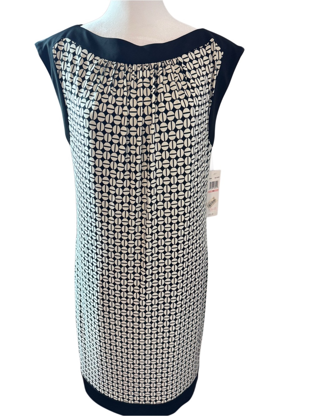 NWT Maggy London Black White Geometric Print Dress Size 10